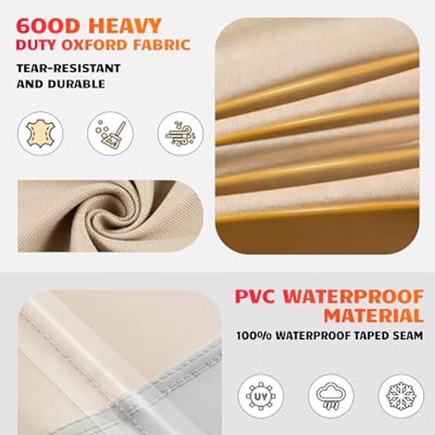 Vailge Waterproof Patio Dining Chair Covers (2 Pack, Large), detail view